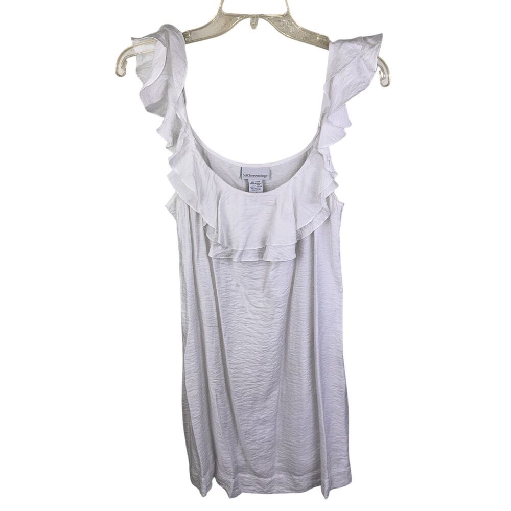 Soft Surroundings‎ Women's White Ruffle Sleeveless Mini Dress M